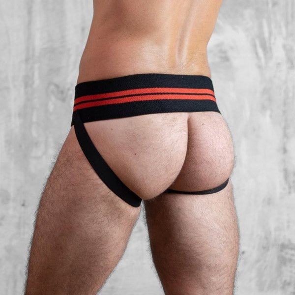Boxer Barcelona Leather Mega Jock | Black/Red