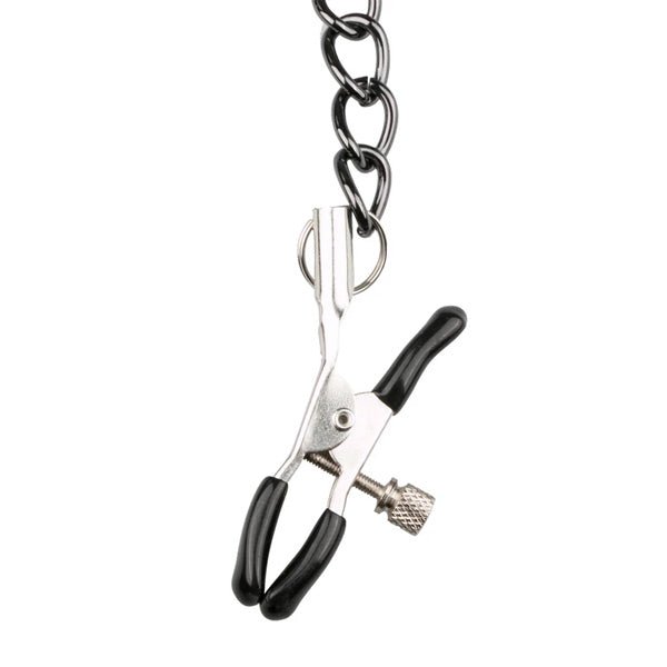 Easytoys Fetish Collection - Leather Collar with Nipple Chains