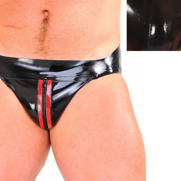 Invincible Rubber Rubber Zip Front Jock | Colour Options