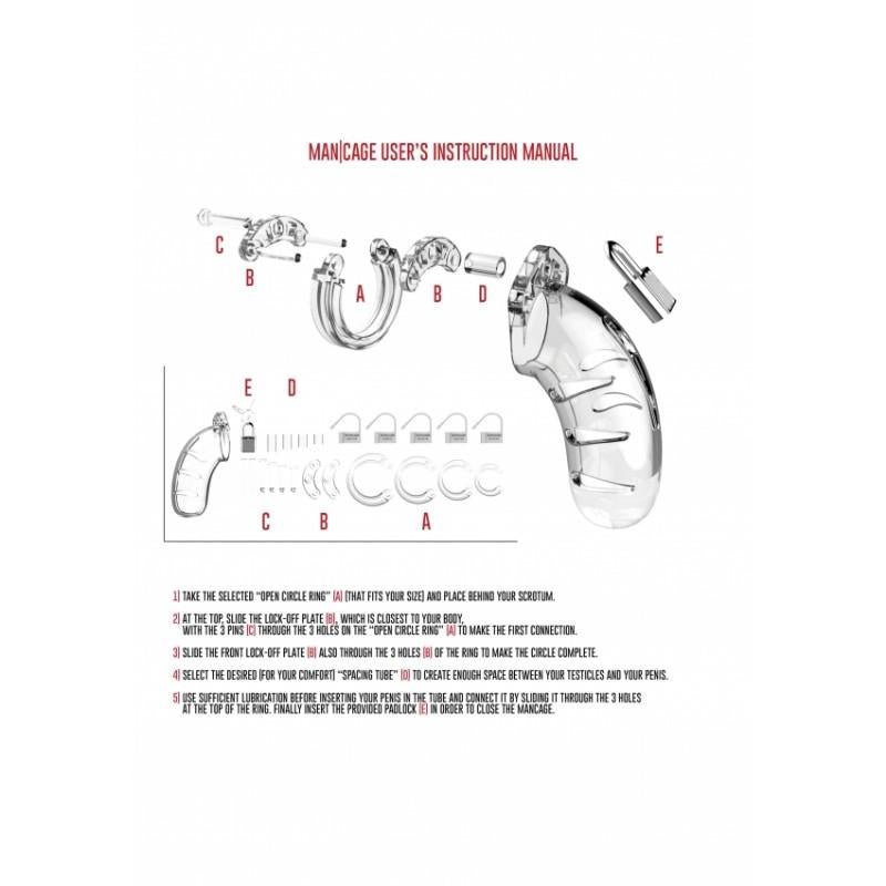 MAN CAGE Model 03: Chastity Device 4.5 Inches | Clear