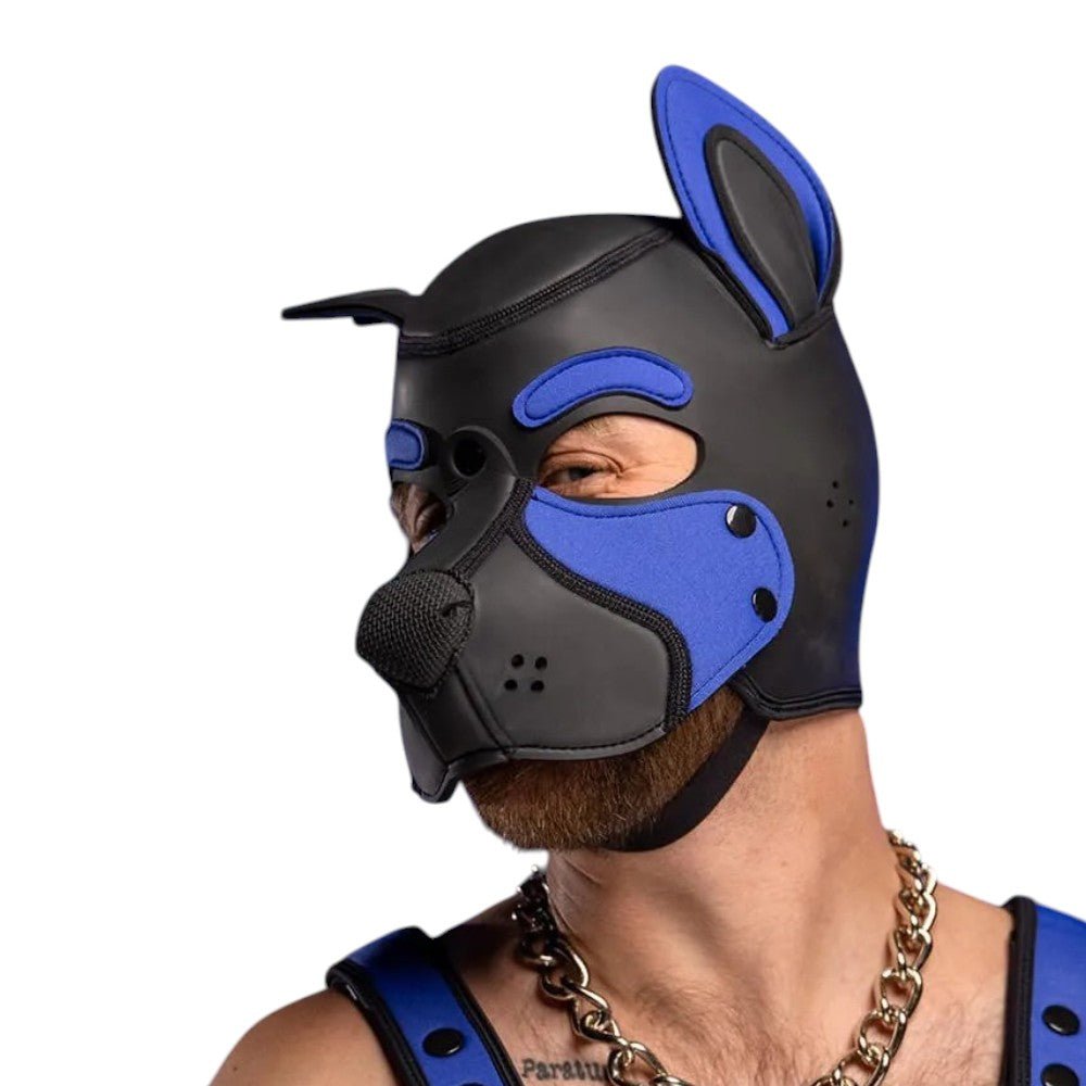 Mr S Leather NEOPRENE FRISKY Puppy Hood | Black & Royal