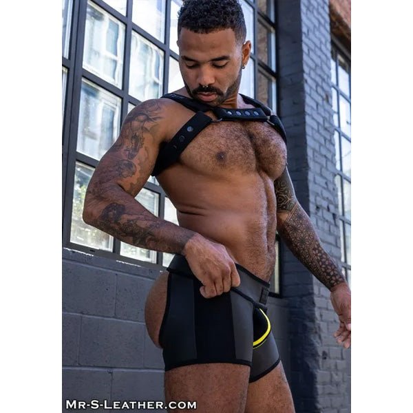Mr.S Leather Neoprene Chap Short | Black