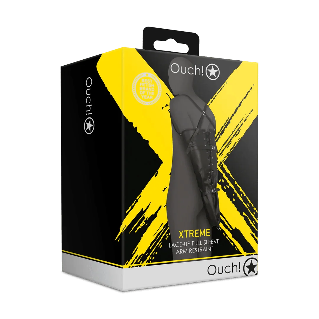 OUCH Lace-up Full Sleeve Arm Restraint - Black