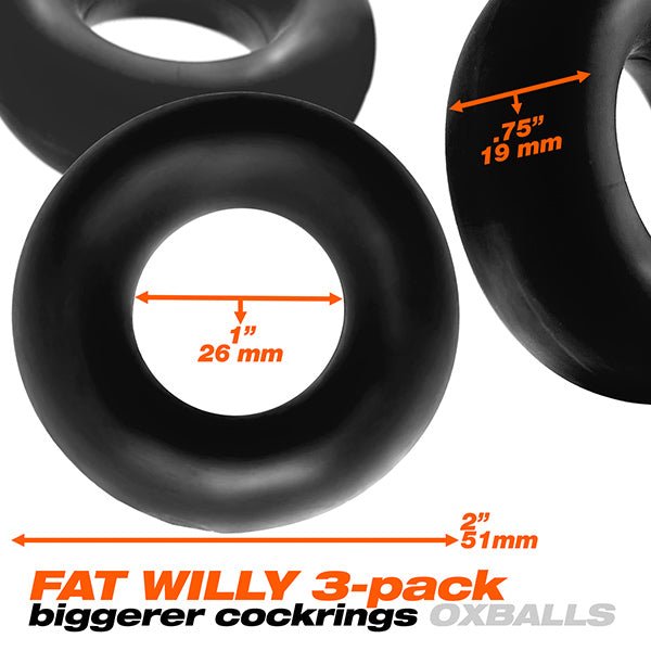 Oxballs FAT WILLY 3 Pack - Black