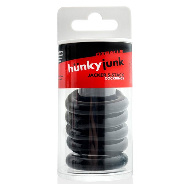 Oxballs JACKER 5-STACK five-pack tube super-strong cockrings BLACK