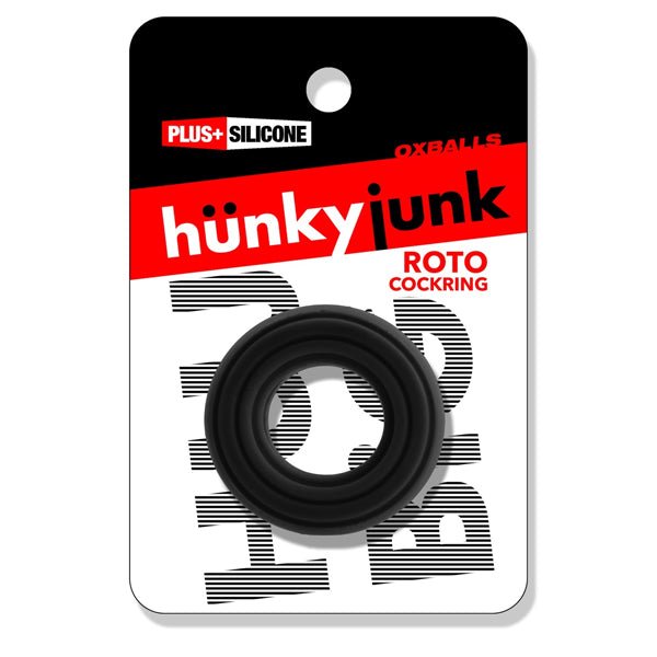 Oxballs ROTO grooved gripper-ribbed cockring BLACK FOG