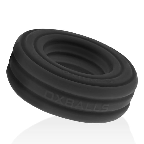 Oxballs ROTO grooved gripper-ribbed cockring BLACK FOG