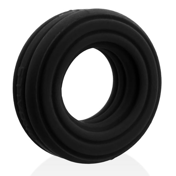Oxballs ROTO grooved gripper-ribbed cockring BLACK FOG