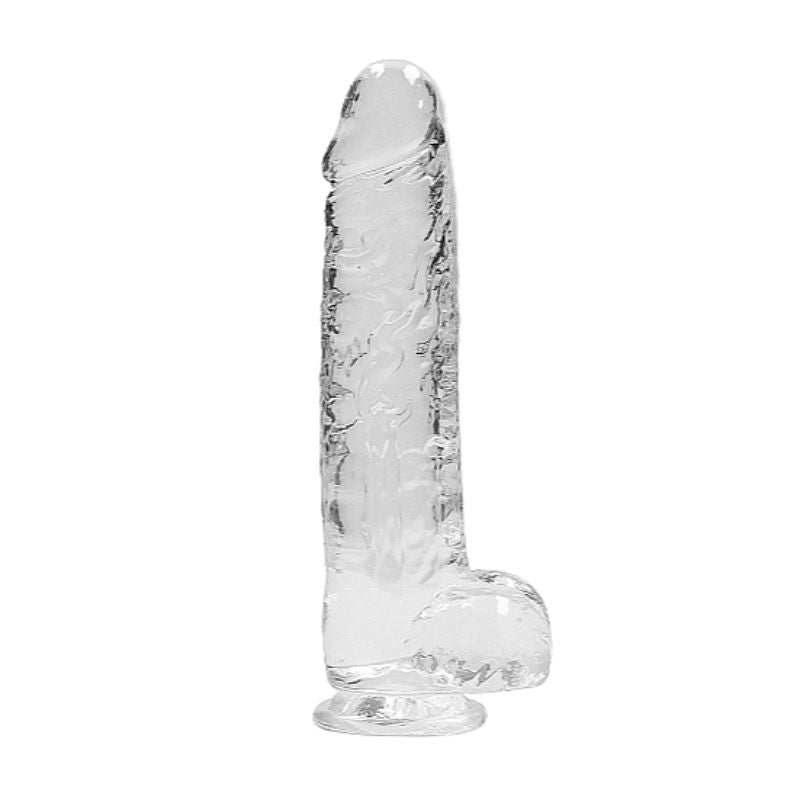 RealRock Realstic Dildo with Balls: Transparent | 9 inches
