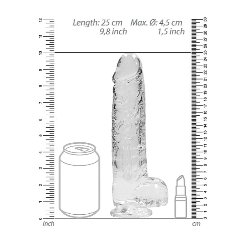 RealRock Realstic Dildo with Balls: Transparent | 9 inches