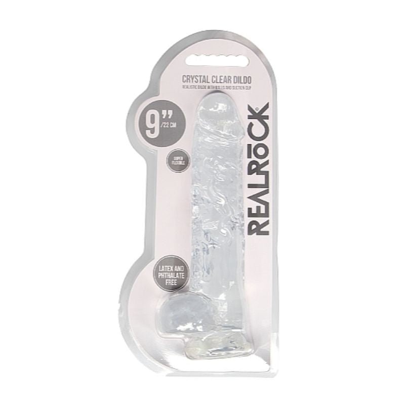 RealRock Realstic Dildo with Balls: Transparent | 9 inches