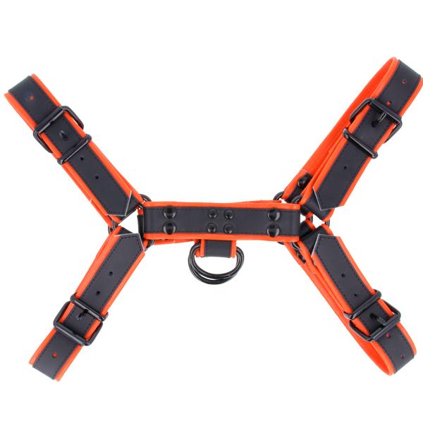 Titus H-Front Leather Chest Harness with COLOURED Piping | Orange
