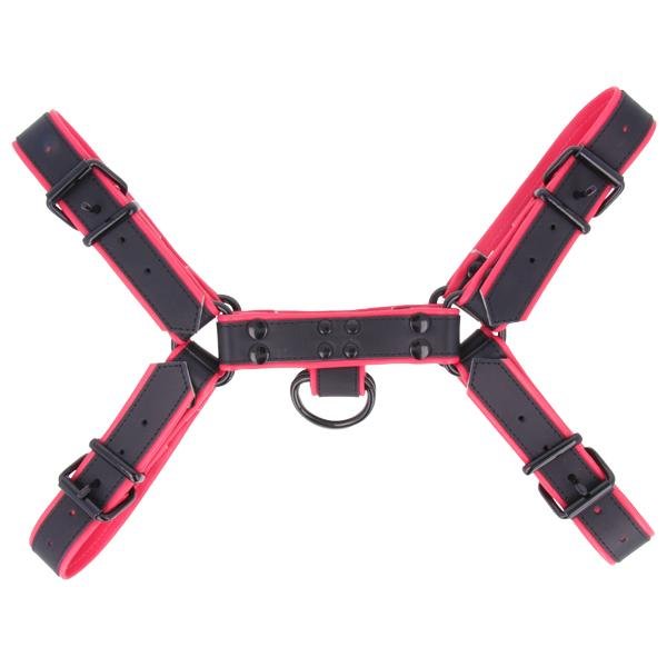 Titus H-Front Leather Chest Harness with COLOURED Piping | Pink