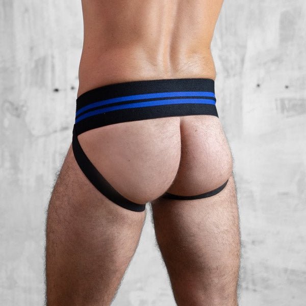 Boxer Barcelona Leather Mega Jock | Black/Blue