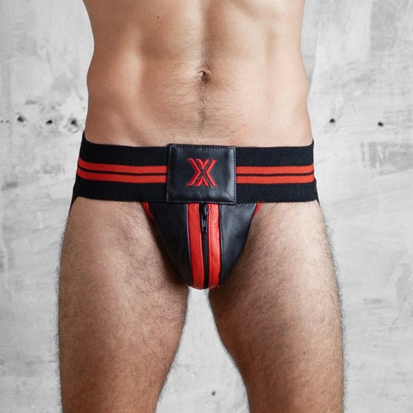 Boxer Barcelona Leather Mega Jock | Black/Red
