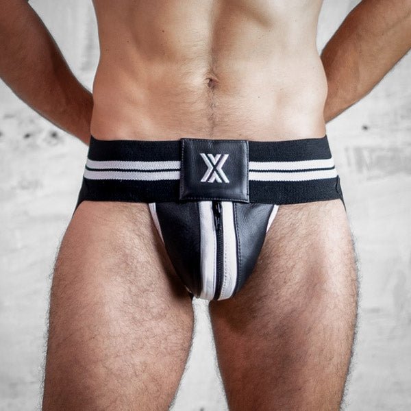 Boxer Barcelona Leather Mega Jock | Black/White