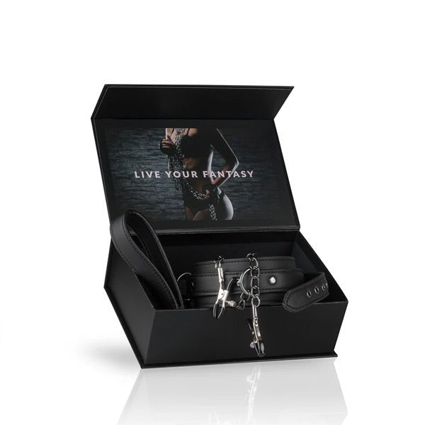Easytoys Fetish Collection - Leather Collar with Nipple Chains