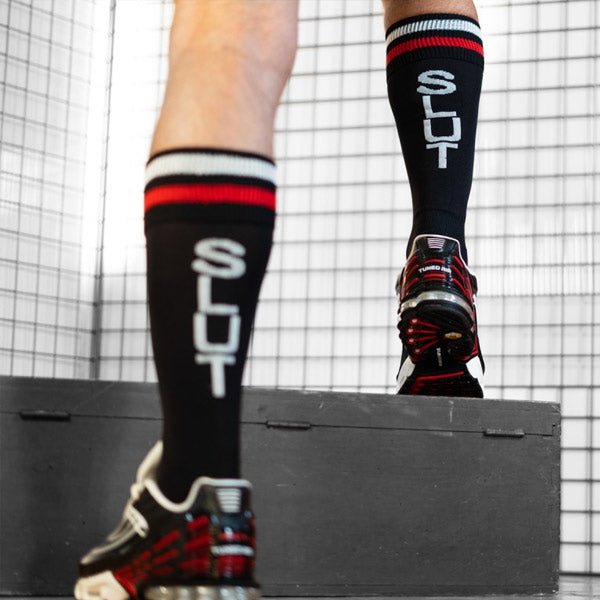 Football Sock SLUT | Black/Red/White
