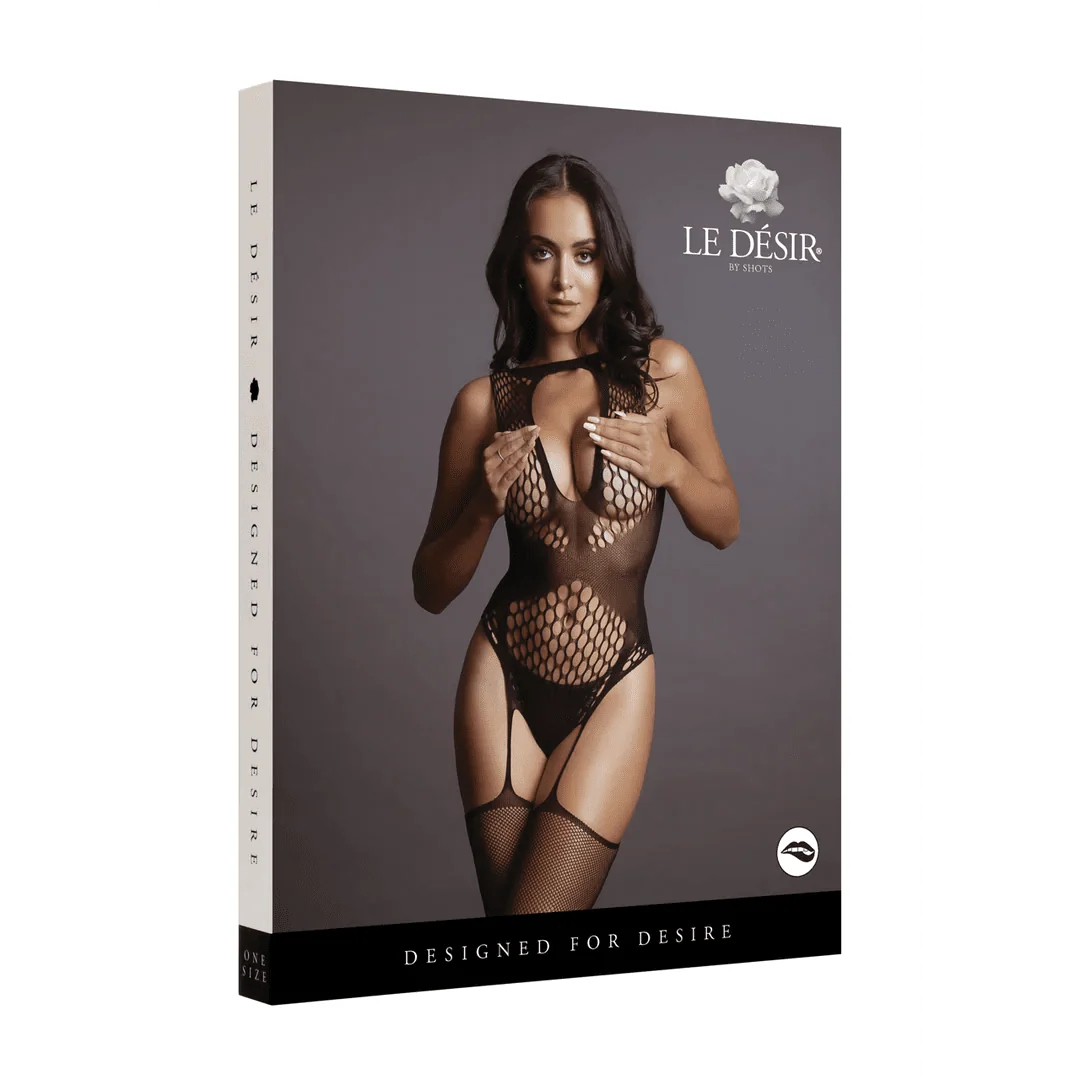 Le Desir Contrast Suspender Bodystocking | One Size