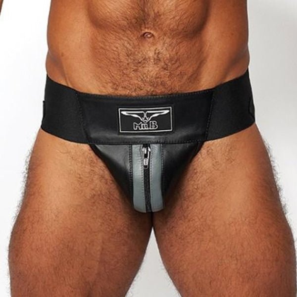 Mister B Leather Premium Jockstrap | Black/Grey