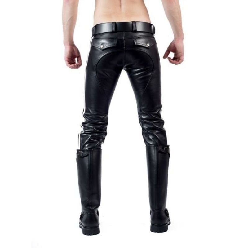 Mister B LEATHER RANGE Jeans | 2 White Stripes