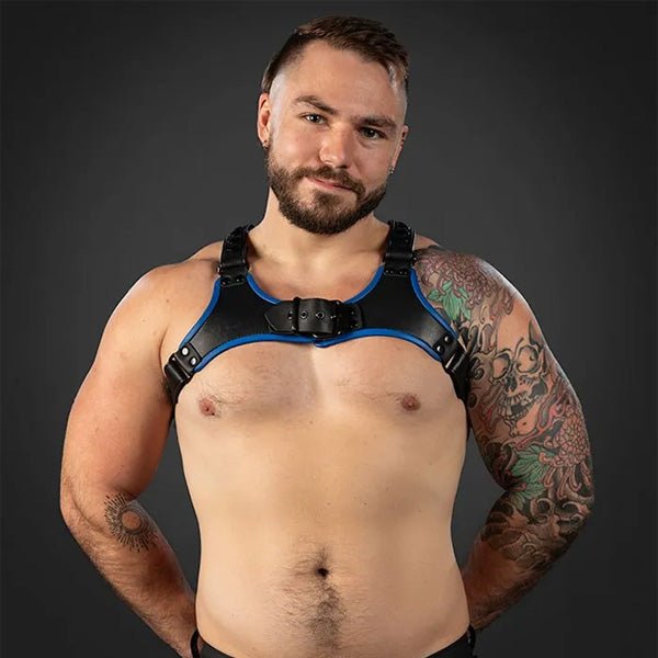 Mr. S Leather Centurion Harness 2.0 | Black/Blue