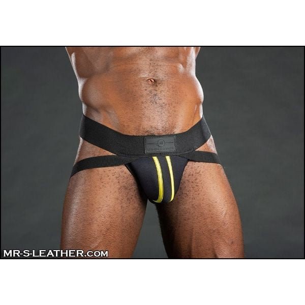 Mr S Leather Neo CARBON Jockstrap | Black & Yellow
