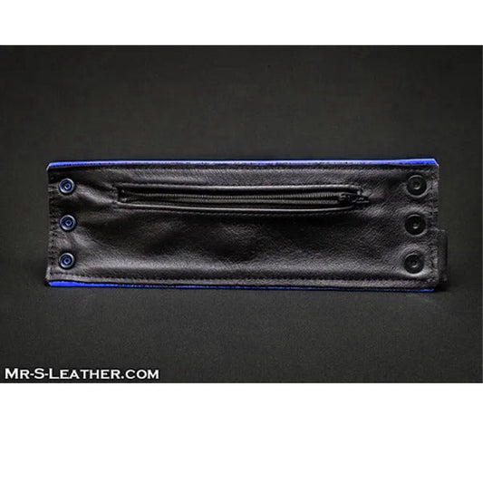 Mr S Leather Wristband - Zipper Pocket | Blue