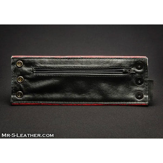 Mr S Leather Wristband - Zipper Pocket | Red