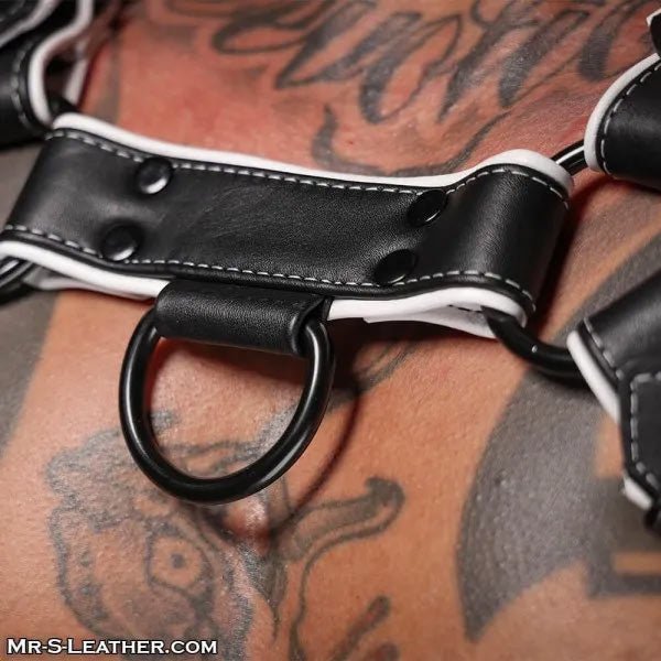 Mr.S Leather Hardline Bulldog Harness | Black/White