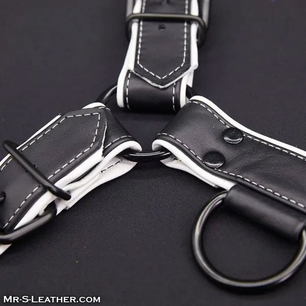 Mr.S Leather Hardline Bulldog Harness | Black/White