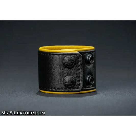 Mr.S Leather Piped Leather Wristband | Yellow