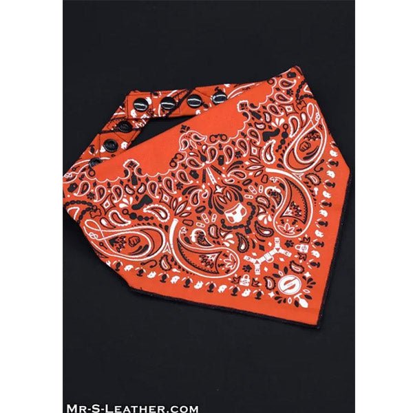Mr.S Leather Zipper Pocket Neck Hanky - Orange