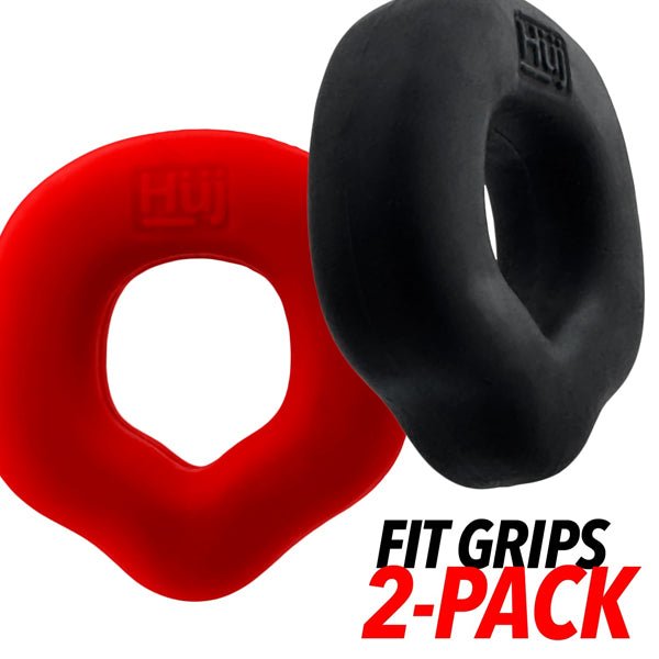 Oxballs FIT GRIPS 2-pack ergo-fit cockrings BLACK/RED