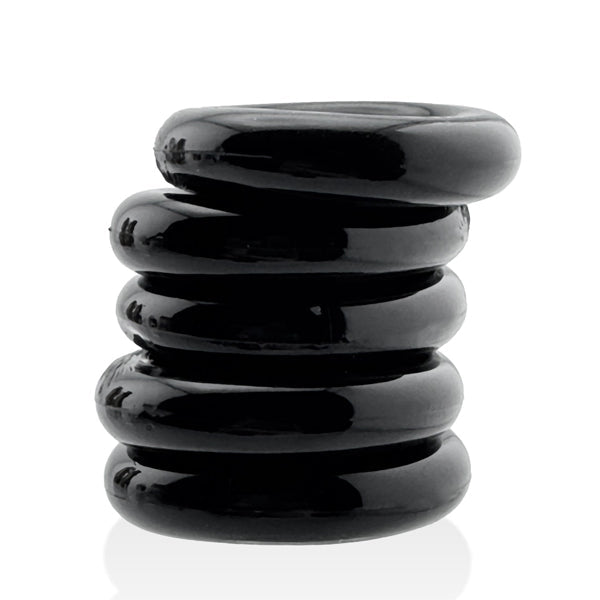 Oxballs JACKER 5-STACK five-pack tube super-strong cockrings BLACK