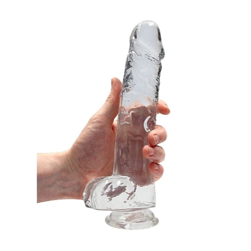 RealRock Realstic Dildo with Balls: Transparent | 9 inches