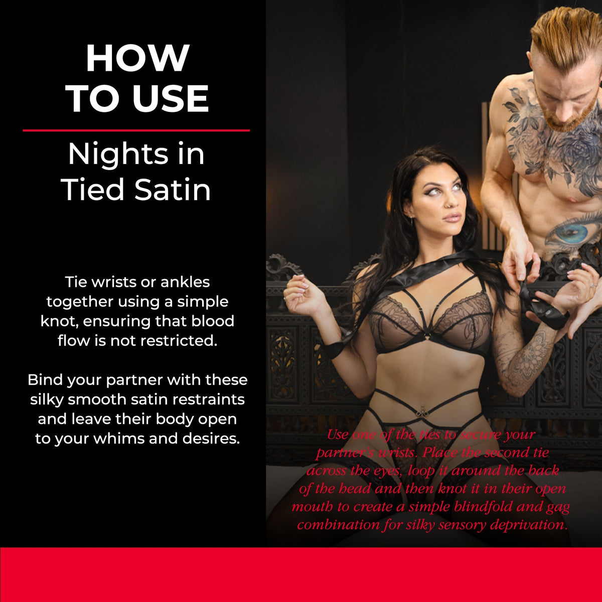 SEI MIO - Nights in Tied Satin - 2 x Silk Sash Restraints
