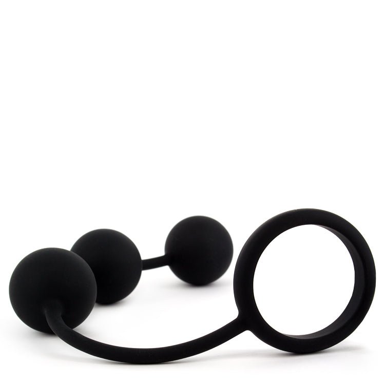 Tom of Finland Silicone Cock Ring with 3 Weighted Balls 6 Inches